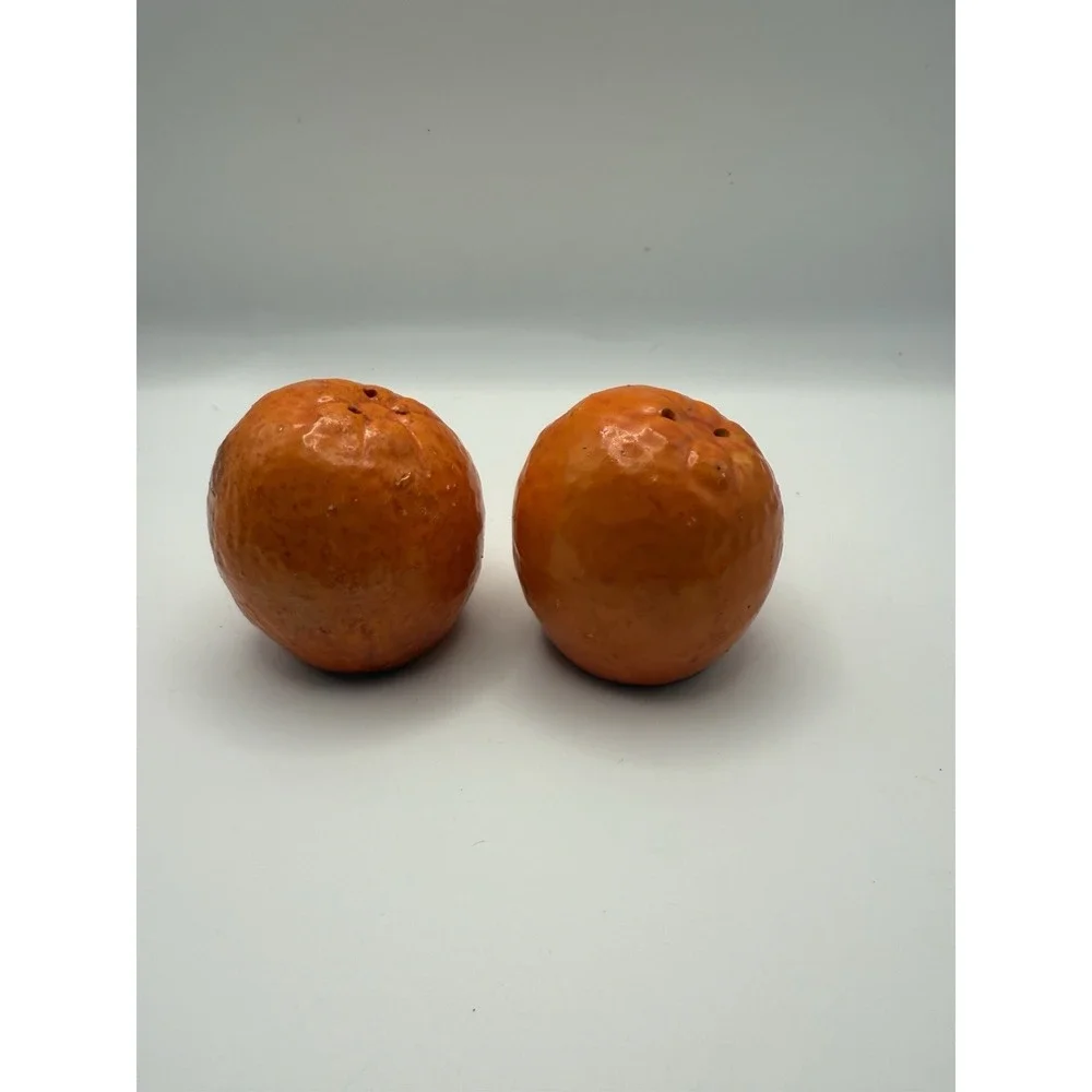 Set of Vintage Ceramic Oranges Fruit Figural Salt and Pepper‎ Shakers Japan